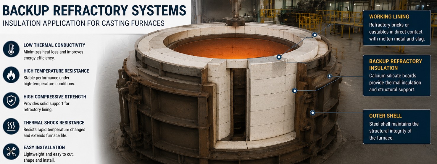 1020 Kalziumsilikatplatte Induktionsofen-Hinterfütterung