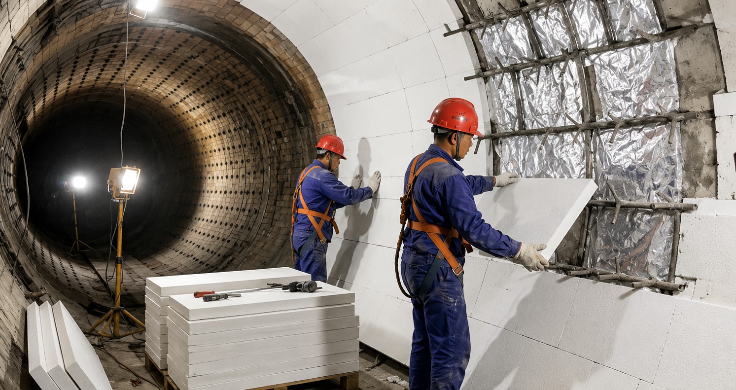 Installed calcium silicate board thermal insulation